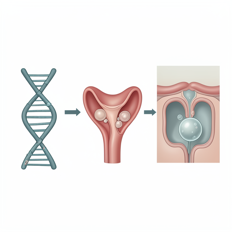 AI-generated conceptual illustration (human female reproductive system and embryos). It explains the idea and does not show study data.