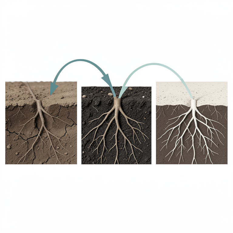 AI-generated conceptual illustration (pigeon pea plants in Alfisol soil). It explains the idea and does not show study data.
