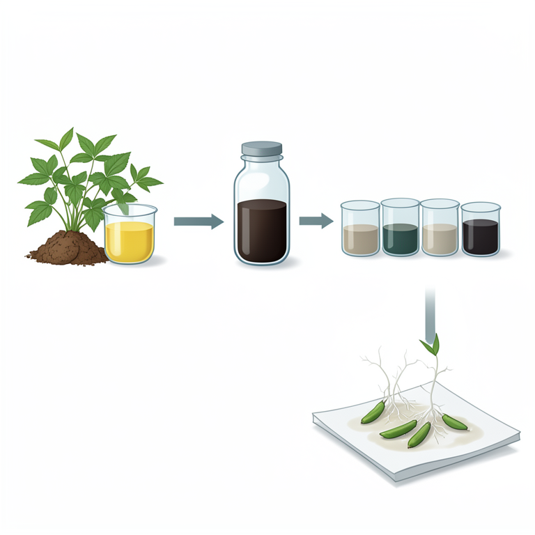 AI-generated conceptual illustration (Okra seeds (Abelmoschus esculentus) and wild plant leaves). It explains the idea and does not show study data.