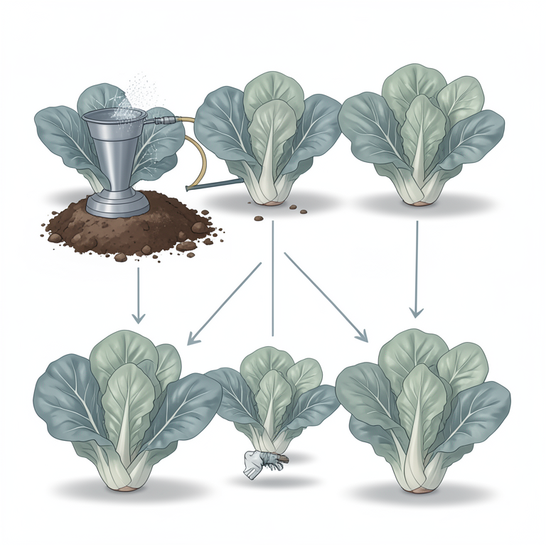 AI-generated conceptual illustration (Romaine lettuce plants in a farm field). It explains the idea and does not show study data.