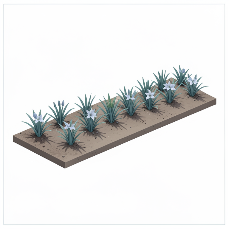AI-generated conceptual illustration (lily plants in a coastal soil plot). It explains the idea and does not show study data.