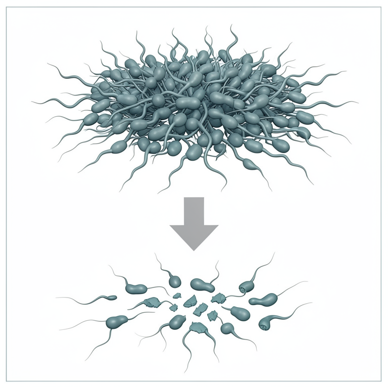 AI-generated conceptual illustration (bovine sperm cells). It explains the idea and does not show study data.