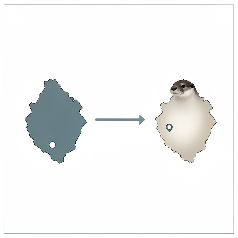 AI-generated conceptual illustration (smooth-coated otter (Lutrogale perspicillata) in Gujarat, India). It explains the idea and does not show study data.