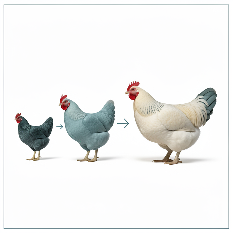 AI-generated conceptual illustration (broiler chickens). It explains the idea and does not show study data.