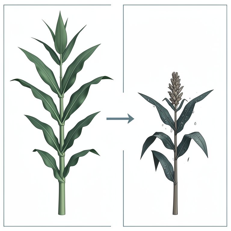 AI-generated conceptual illustration (maize plants (Zea mays) in the Himalayan foothills). It explains the idea and does not show study data.