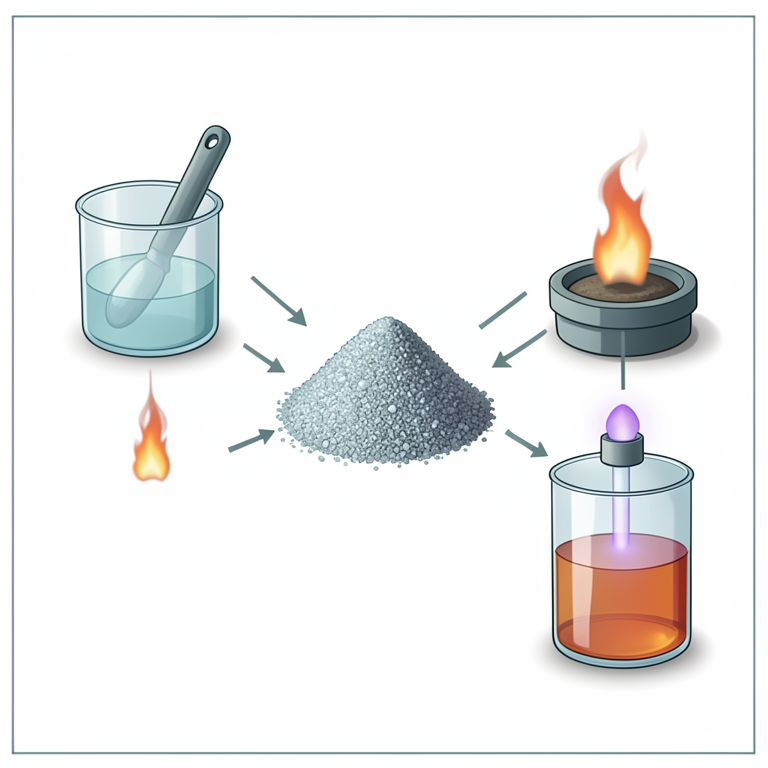 AI-generated conceptual illustration (Lanthanum-based perovskite catalyst powders). It explains the idea and does not show study data.