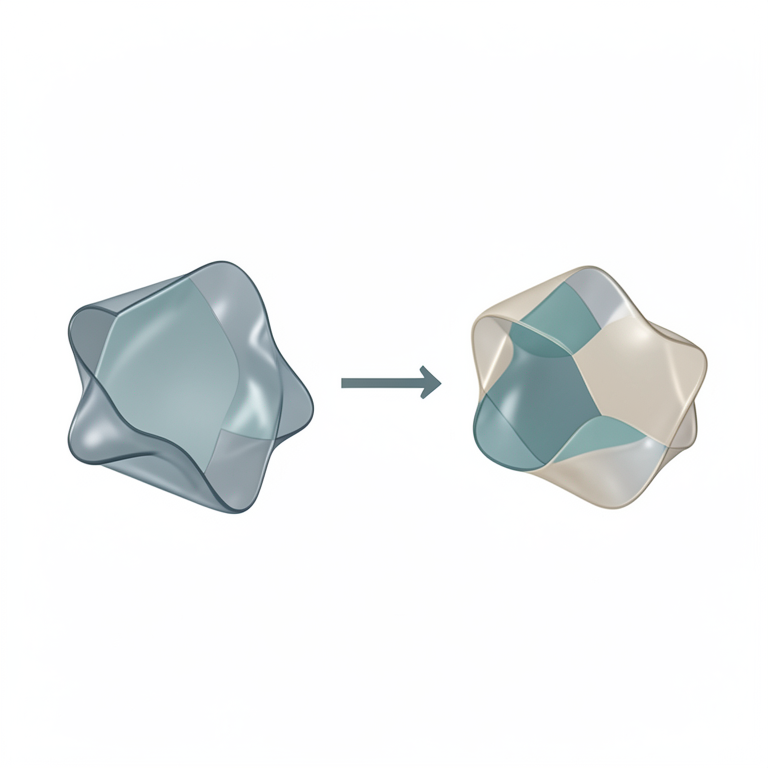 AI-generated conceptual illustration (Abstract topological spaces represented as geometric manifolds). It explains the idea and does not show study data.