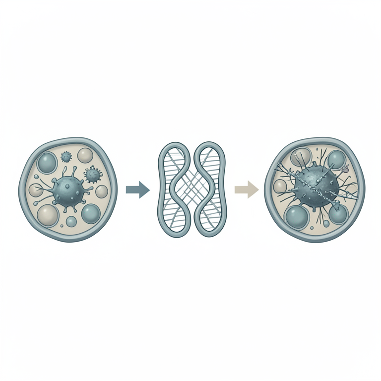 AI-generated conceptual illustration (mungbean plant cells and yellow mosaic virus particles). It explains the idea and does not show study data.