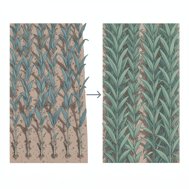 AI-generated conceptual illustration (maize plants in a field). It explains the idea and does not show study data.