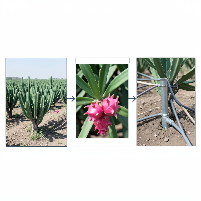 AI-generated conceptual illustration (dragon fruit plants in an orchard). It explains the idea and does not show study data.