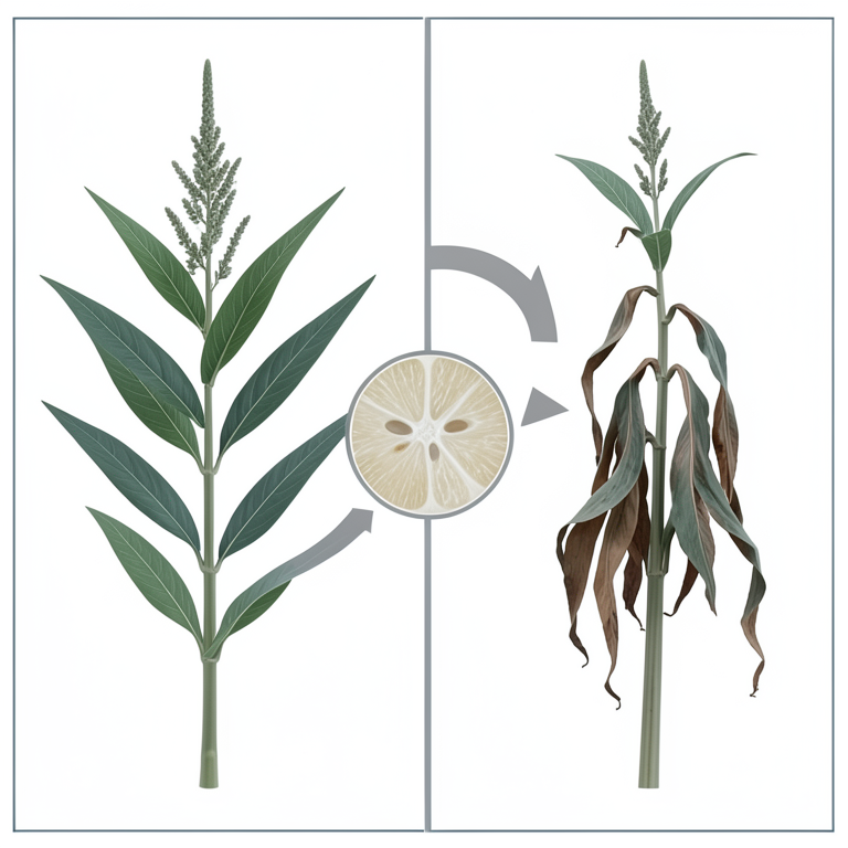 AI-generated conceptual illustration (sorghum plants). It explains the idea and does not show study data.