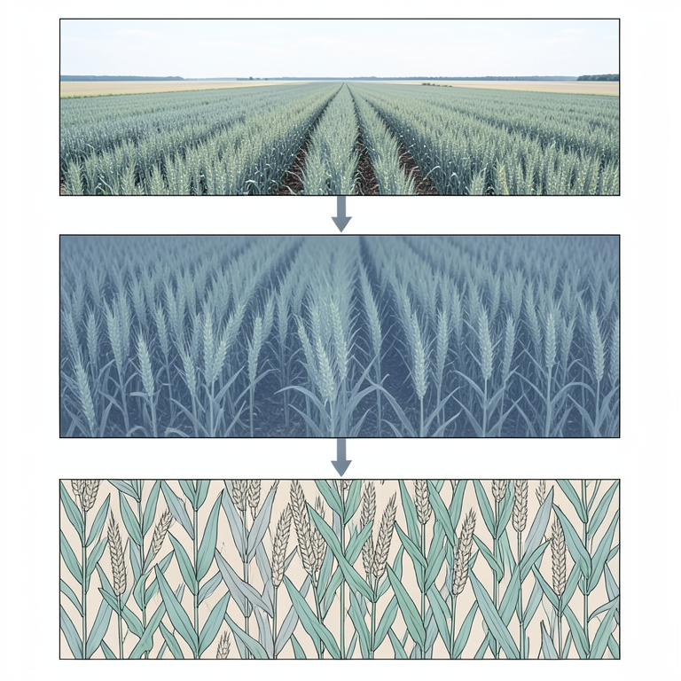 AI-generated conceptual illustration (cereal fields with herbicide-resistant weeds). It explains the idea and does not show study data.