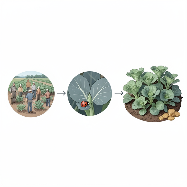 AI-generated conceptual illustration (vegetable plants in a field). It explains the idea and does not show study data.