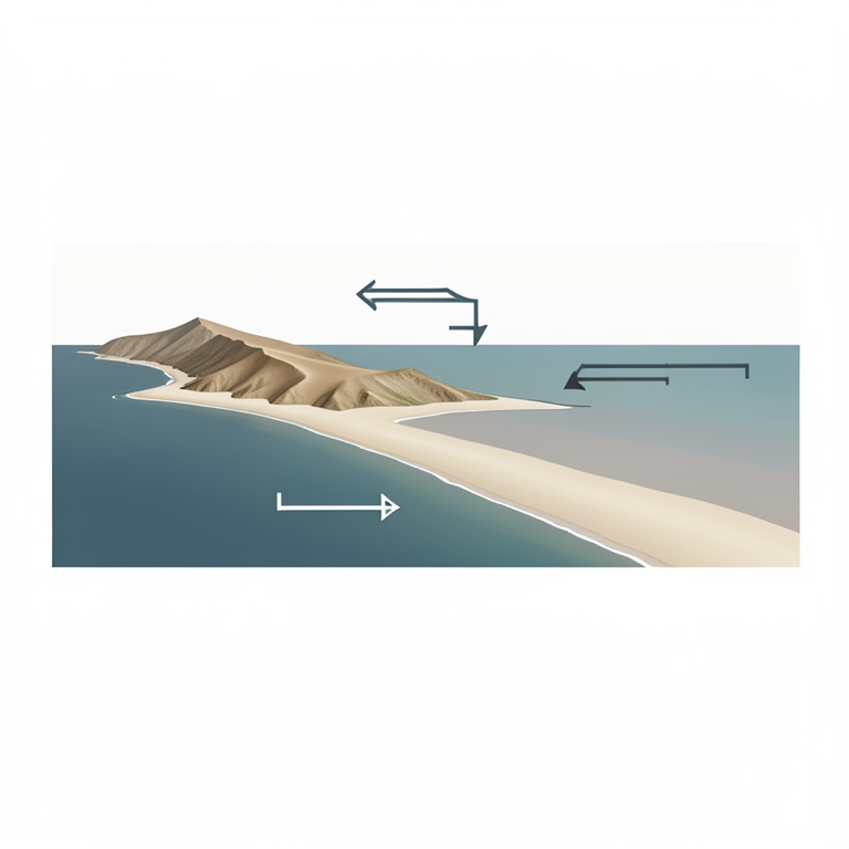 AI-generated conceptual illustration (The Brazilian Northeast coastline with sandy beach ridges). It explains the idea and does not show study data.