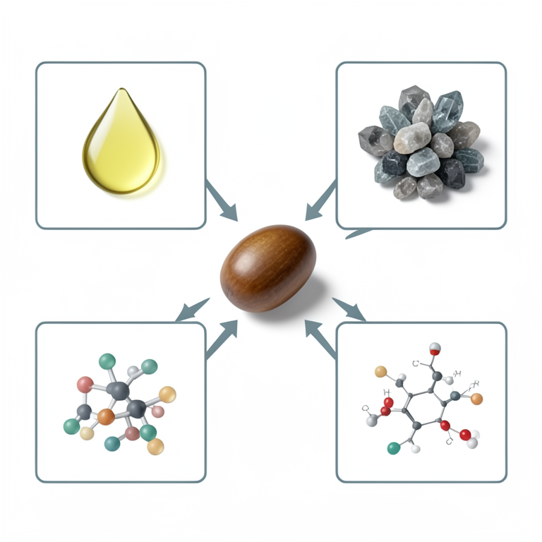 AI-generated conceptual illustration (brown mustard seeds (Brassica juncea L.)). It explains the idea and does not show study data.