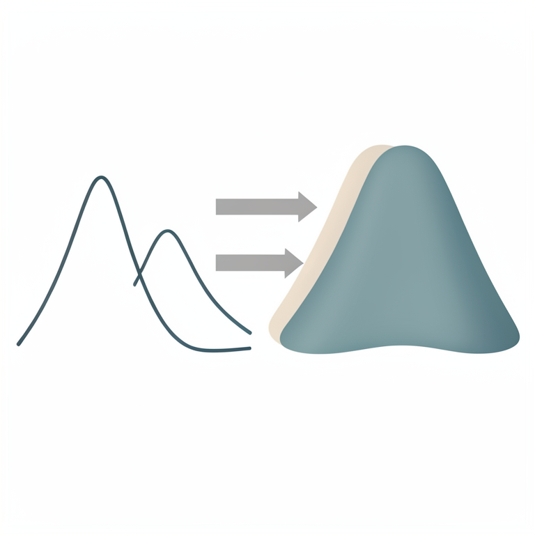 AI-generated conceptual illustration (mathematical probability distribution curves). It explains the idea and does not show study data.