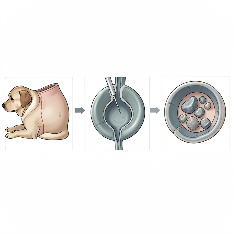 AI-generated conceptual illustration (female Labrador dog). It explains the idea and does not show study data.