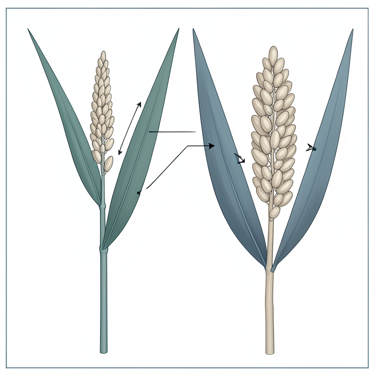 AI-generated conceptual illustration (rice plants (Oryza sativa)). It explains the idea and does not show study data.