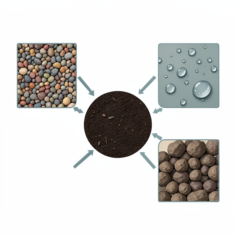 AI-generated conceptual illustration (Kenyan highland soil profiles with organic matter). It explains the idea and does not show study data.