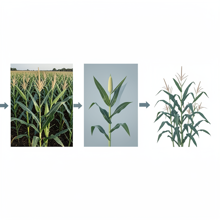 AI-generated conceptual illustration (maize plants in an Indian agricultural field). It explains the idea and does not show study data.
