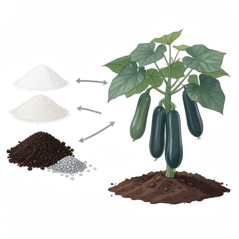 AI-generated conceptual illustration (bottle gourd plants (Lagenaria siceraria)). It explains the idea and does not show study data.