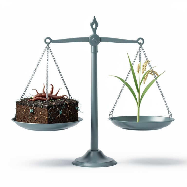 AI-generated conceptual illustration (rice plants and soil profiles). It explains the idea and does not show study data.