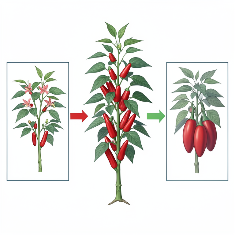 AI-generated conceptual illustration (Chilli plants (Capsicum annuum L.)). It explains the idea and does not show study data.