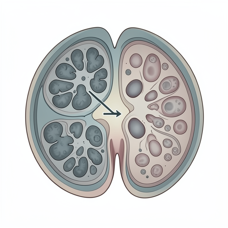 AI-generated conceptual illustration (Indian domestic pig (Sus scrofa domesticus) kidney tissue). It explains the idea and does not show study data.
