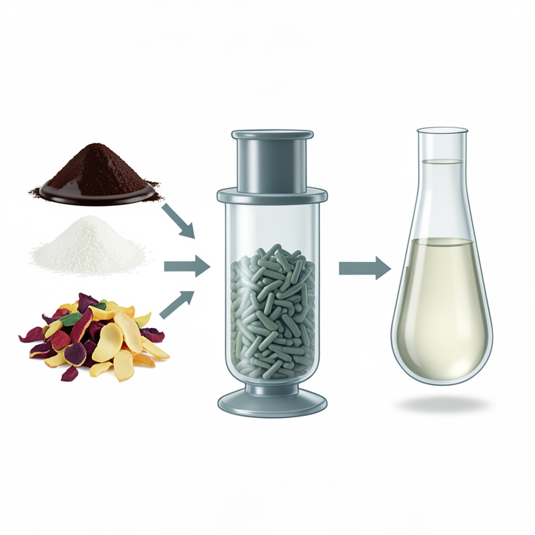 AI-generated conceptual illustration (Lactobacillus plantarum bacteria and agro-industrial waste substrates). It explains the idea and does not show study data.
