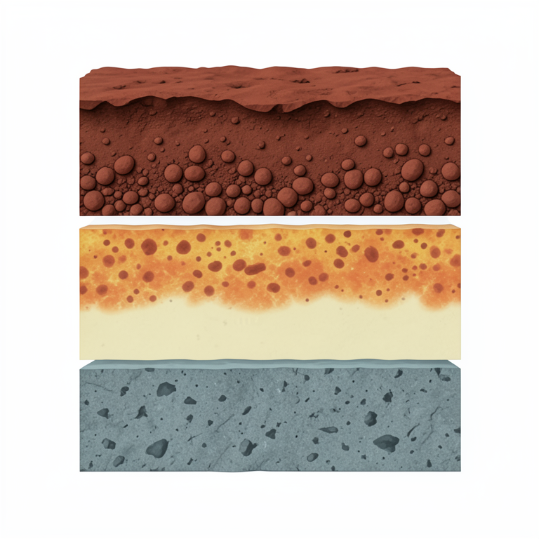 AI-generated conceptual illustration (Laterite soil profile in the Guinea tropical highlands). It explains the idea and does not show study data.