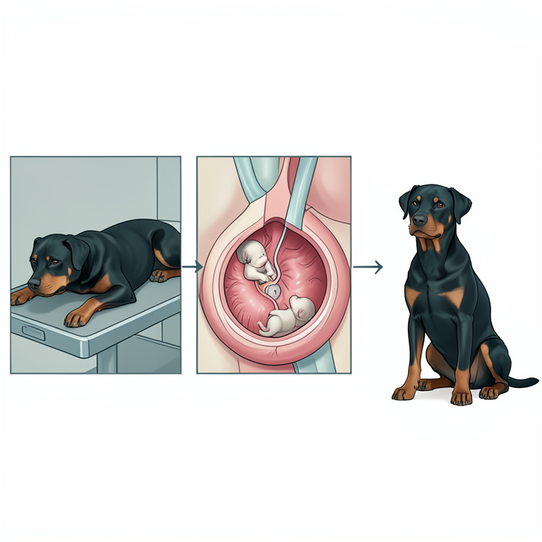 AI-generated conceptual illustration (Rottweiler dog). It explains the idea and does not show study data.