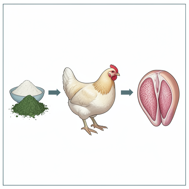 AI-generated conceptual illustration (broiler chickens). It explains the idea and does not show study data.