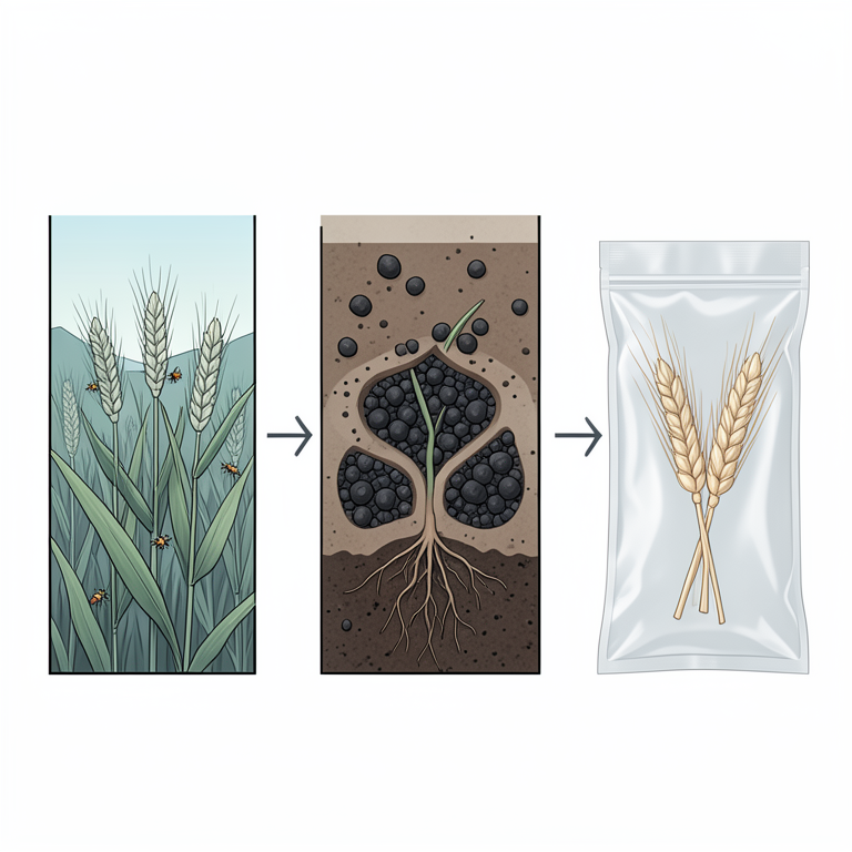 AI-generated conceptual illustration (wheat plants in the Andes highlands). It explains the idea and does not show study data.