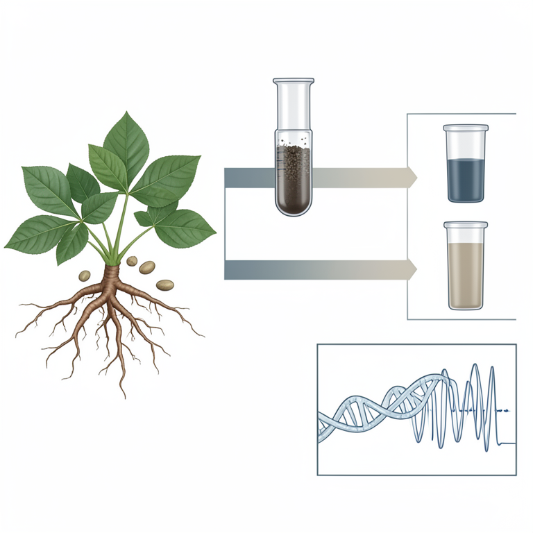 AI-generated conceptual illustration (Euphorbia uniflora plant tissues (leaves, roots, and seeds)). It explains the idea and does not show study data.