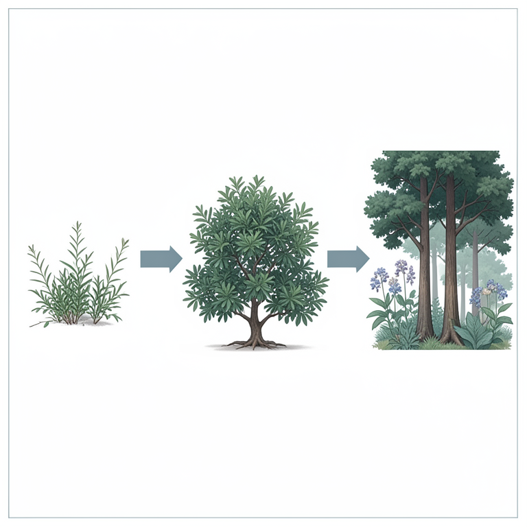 AI-generated conceptual illustration (diverse wild flora of Mokhada, Maharashtra, including herbs, shrubs, and trees). It explains the idea and does not show study data.