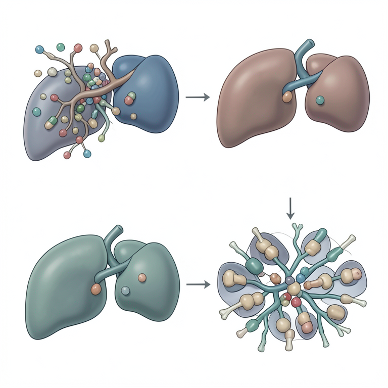 AI-generated conceptual illustration (CYP2D6 enzyme and drug molecules in human liver cells). It explains the idea and does not show study data.