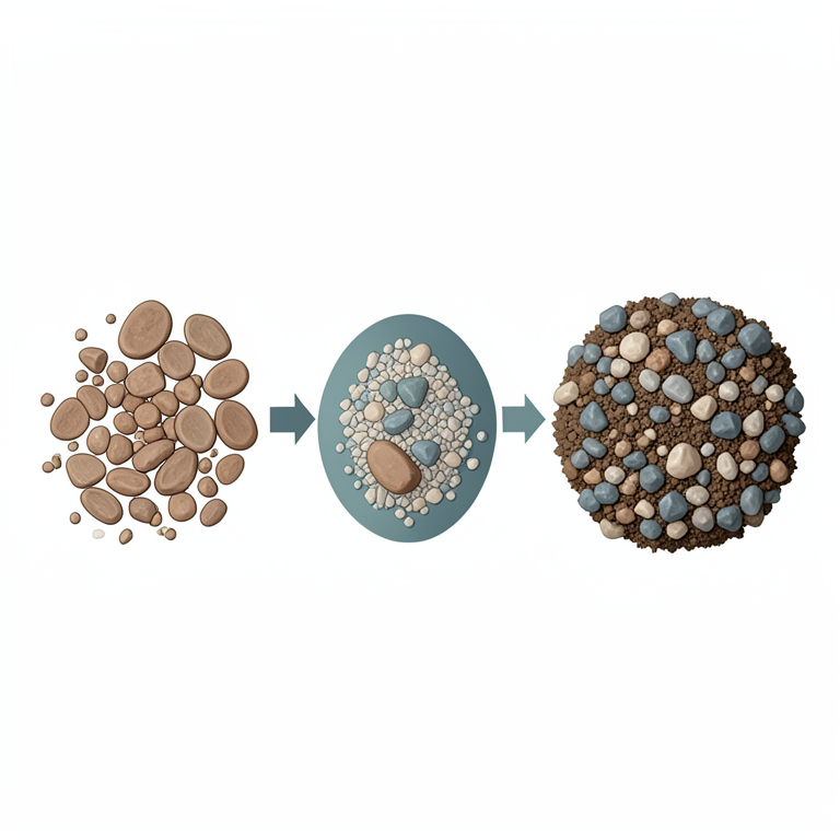 AI-generated conceptual illustration (Forest soil profile with clay minerals and organic carbon molecules). It explains the idea and does not show study data.