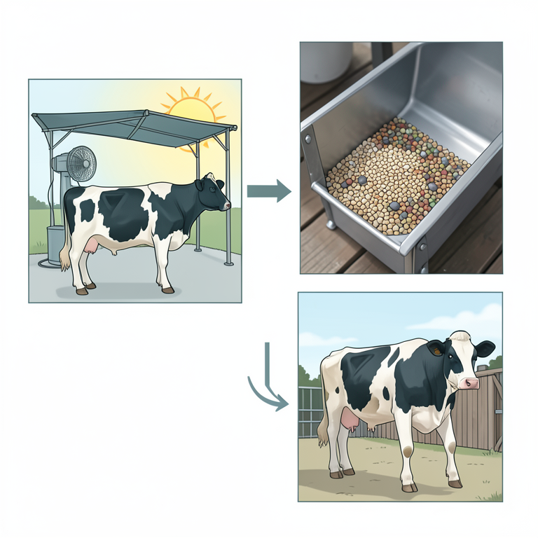 AI-generated conceptual illustration (Holstein dairy cows). It explains the idea and does not show study data.