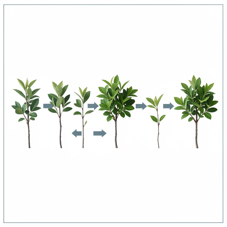 AI-generated conceptual illustration (softwood fruit tree saplings). It explains the idea and does not show study data.