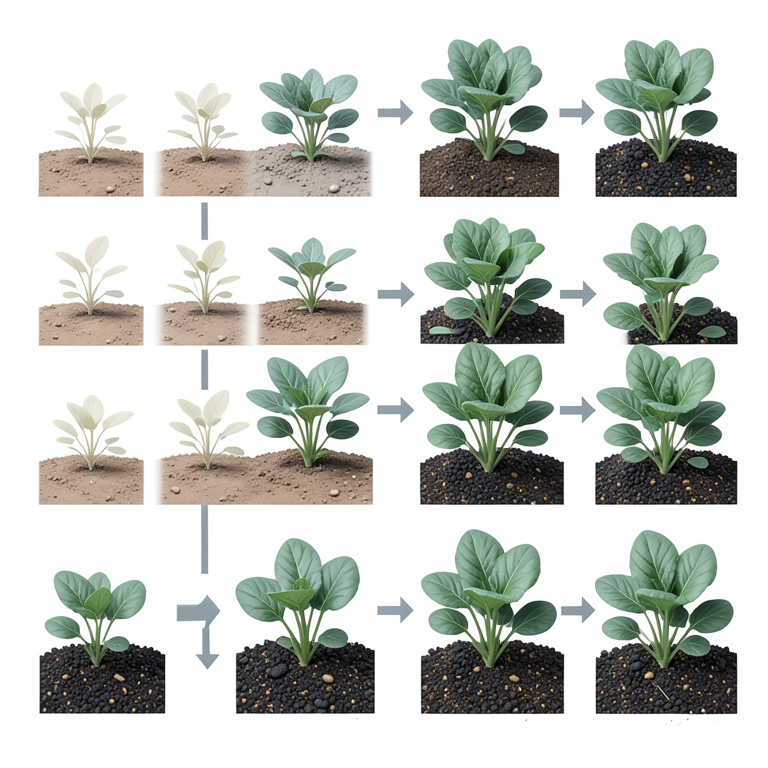 AI-generated conceptual illustration (water spinach (Ipomoea aquatica) plants in soil). It explains the idea and does not show study data.