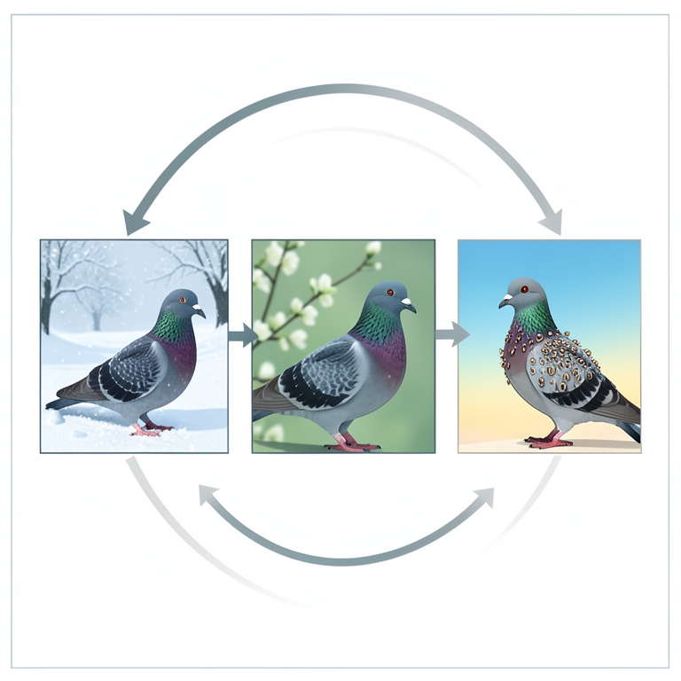 AI-generated conceptual illustration (Rock pigeons (Columba livia) and avian lice (Phthirapterans)). It explains the idea and does not show study data.