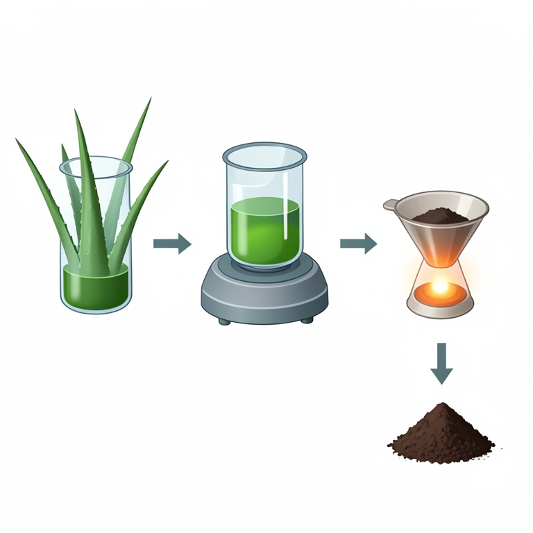 AI-generated conceptual illustration (Aloe vera leaves and nickel oxide nanoparticles). It explains the idea and does not show study data.
