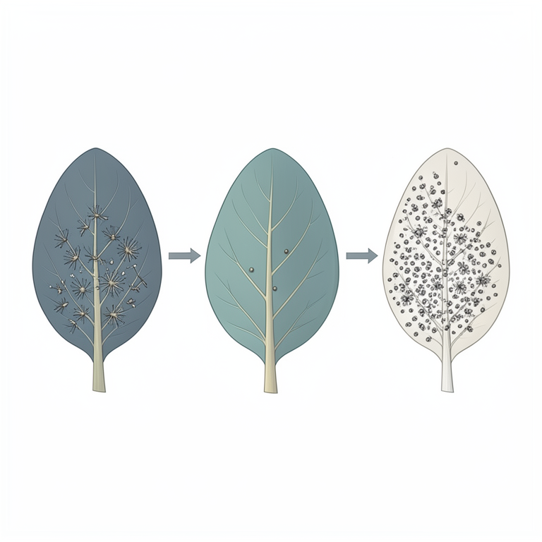 AI-generated conceptual illustration (Alternaria fungi on cruciferous crop leaves). It explains the idea and does not show study data.