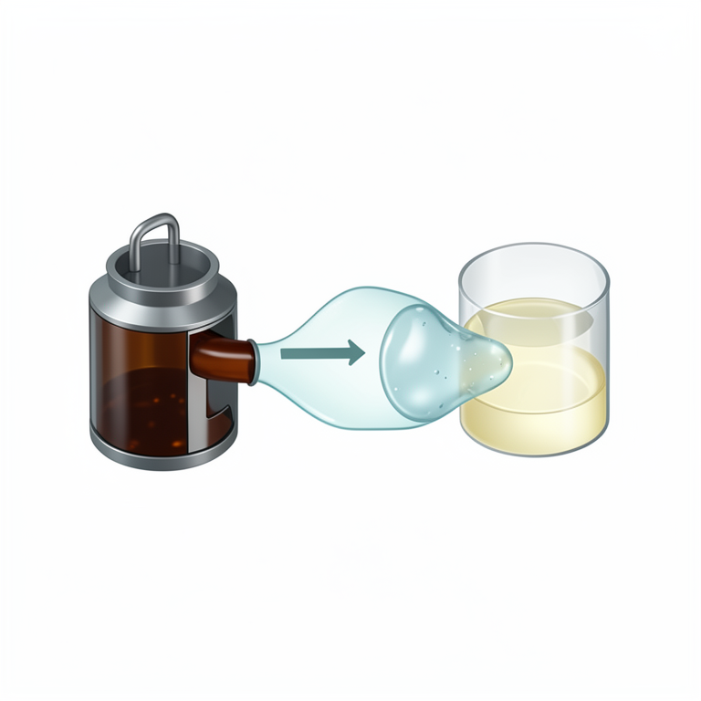 AI-generated conceptual illustration (Petroleum fuel and ionic liquid extractant in a chemical processing system). It explains the idea and does not show study data.