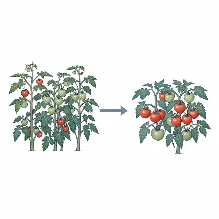 AI-generated conceptual illustration (Tomato plants (Solanum lycopersicum L.)). It explains the idea and does not show study data.