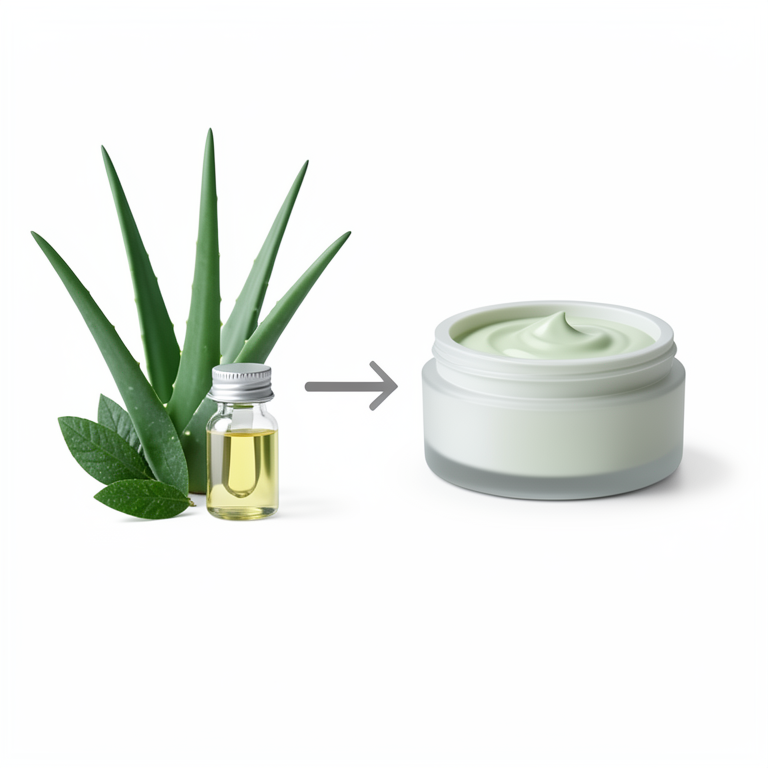 AI-generated conceptual illustration (herbal face mask ingredients and final product). It explains the idea and does not show study data.