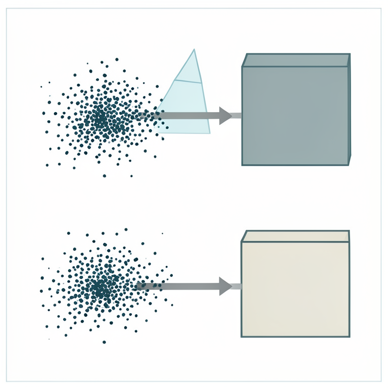 AI-generated conceptual illustration (Abstract mathematical data representations as colored scatter plots). It explains the idea and does not show study data.