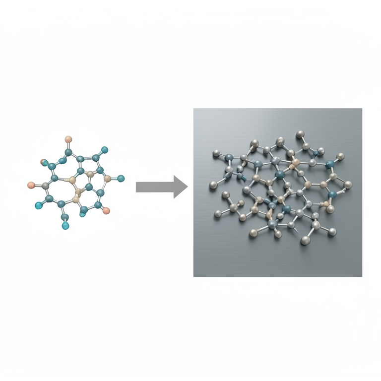 AI-generated conceptual illustration (mild steel surface and quinoline-based Schiff base molecules). It explains the idea and does not show study data.