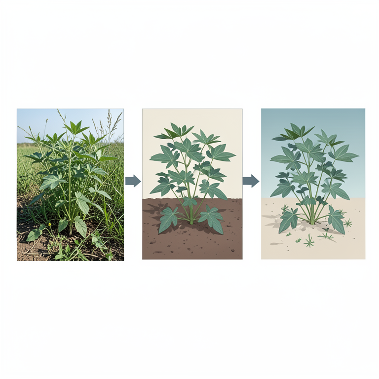 AI-generated conceptual illustration (groundnut plants in a coastal field). It explains the idea and does not show study data.