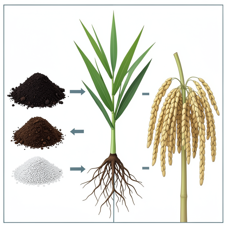 AI-generated conceptual illustration (rice plants (var. ADT 43)). It explains the idea and does not show study data.